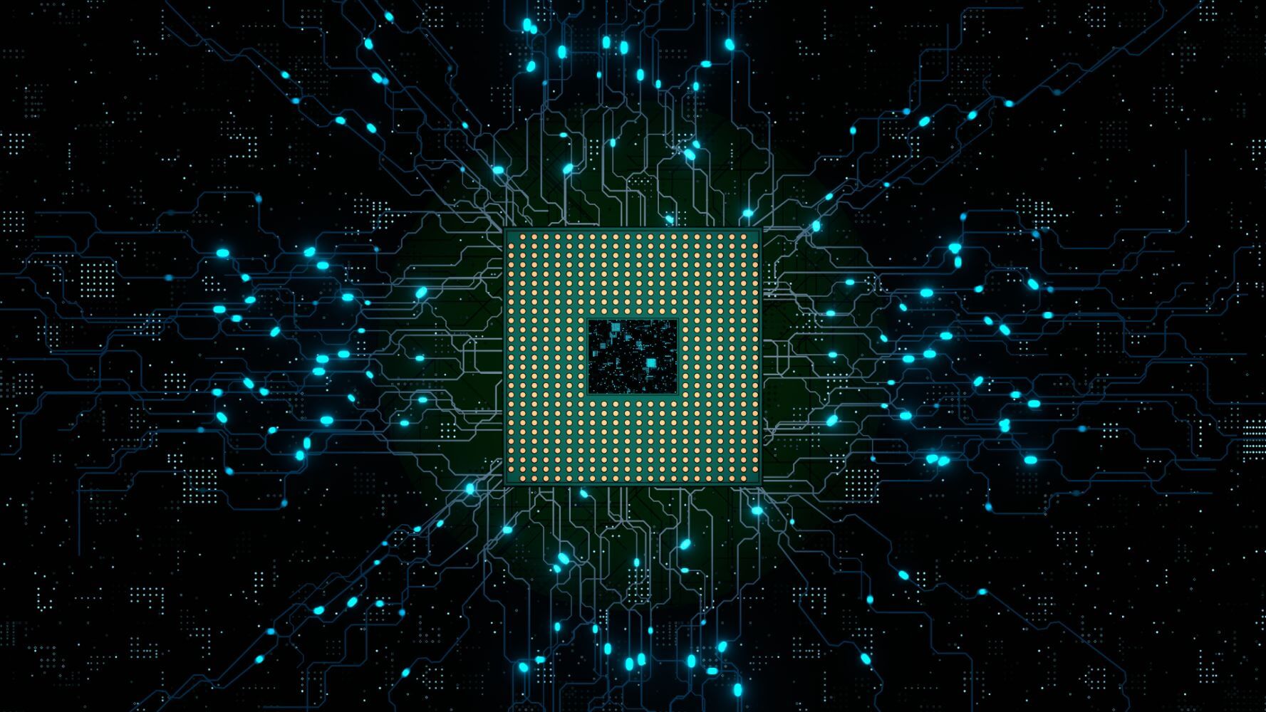 Computer chip with connections and signals